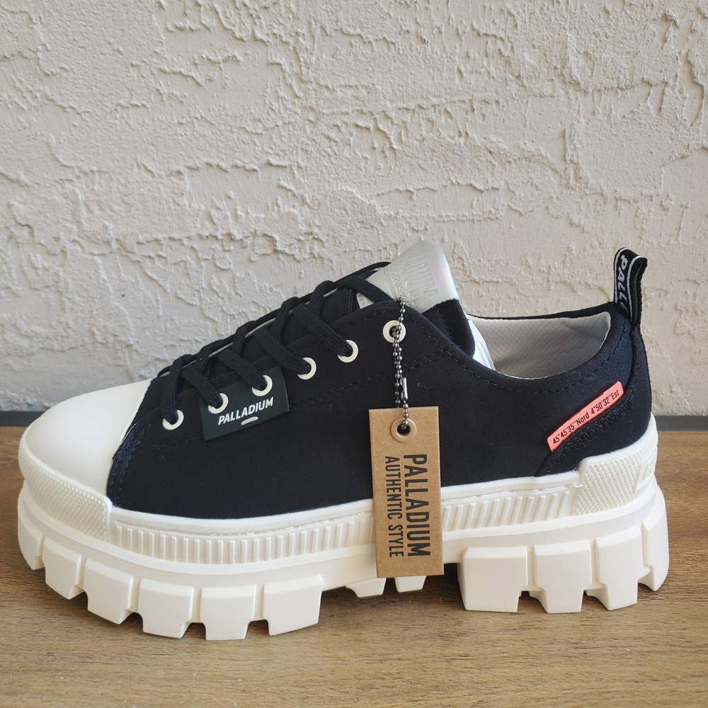 Palladium Revolt Lo TX Platform Boots Womens 9.5 Black Marshmellow Chunky Goth